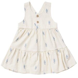 Rylee + Cru Collective Ruby Swing Dress Blue Seahorse ocean Print
